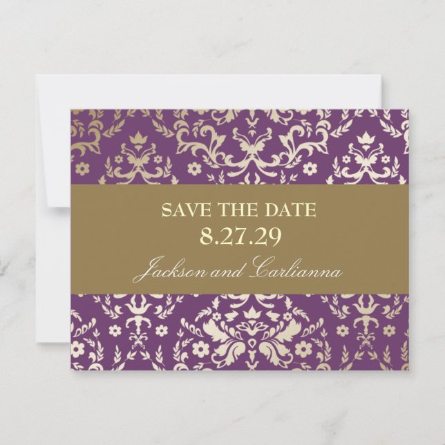 311-Dazzling Damask Gold Ivory Save the Date (Front)