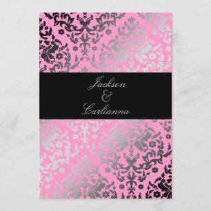 311 Dazzling Damask Pink Flamingo Invitation