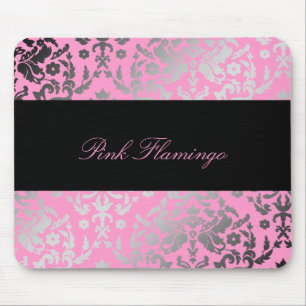 311-Dazzling Damask Pink Flamingo Mouse Pad