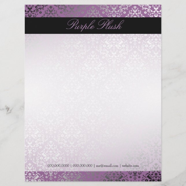 311-Dazzling Damask Purple Plush Letterhead (Front)