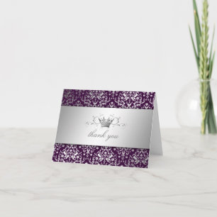 311-Dazzling Damask Silver Thank you Eggplant