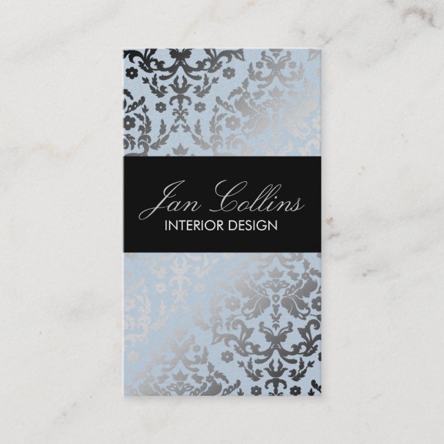 311 Dazzling Damask Soft Blue Business Card (Front)