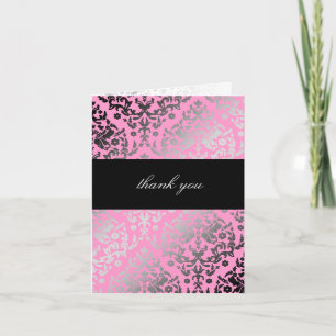 311-Dazzling Damask Thank You Pink Flamingo Card