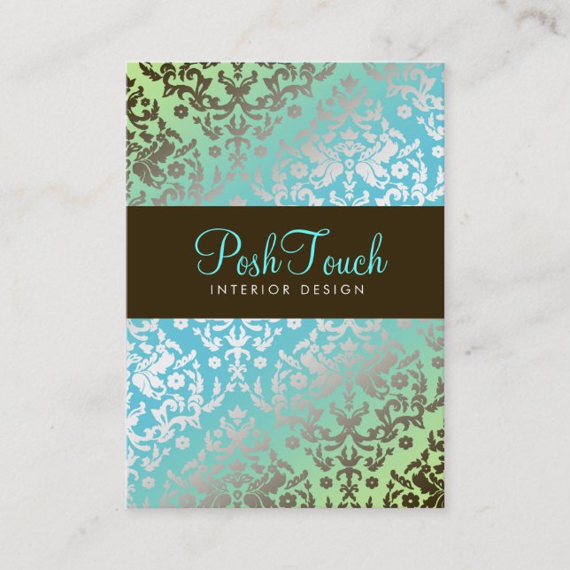311-Dazzling Damask Turquoise & Lime Appointment Card (Front)