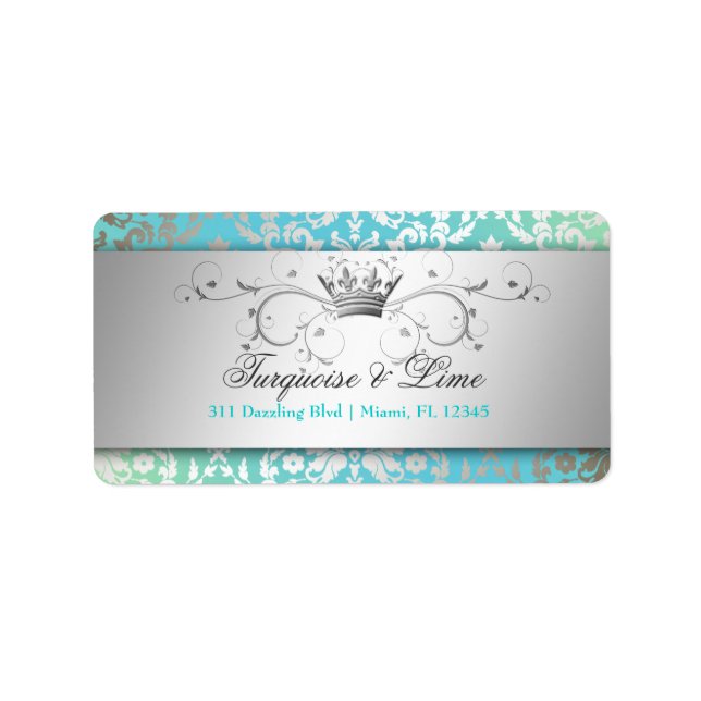 311 Dazzling Damask Turquoise & Lime Black Label (Front)