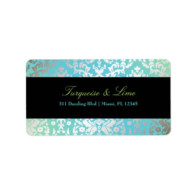 311-Dazzling Damask Turquoise & Lime Black Label (Front)