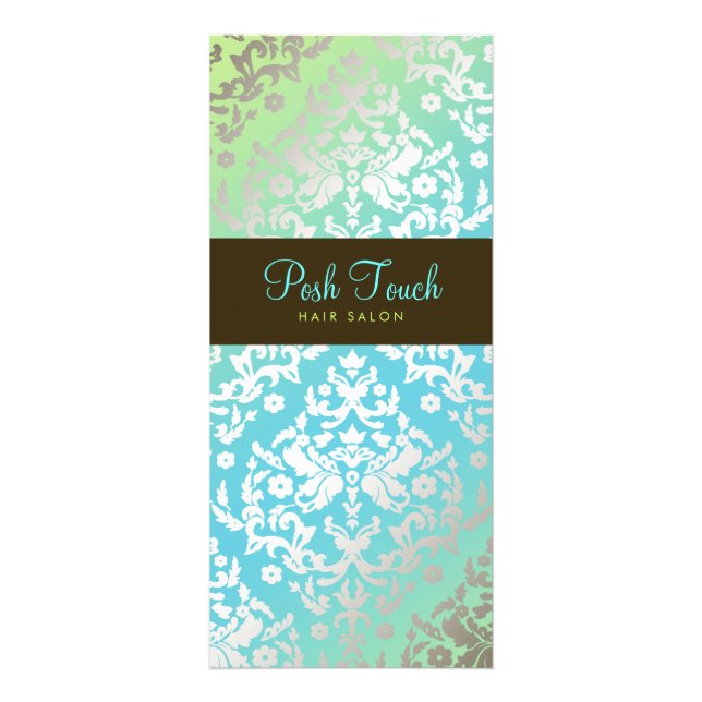311 Dazzling Damask Turquoise & Lime Rack Card (Front)