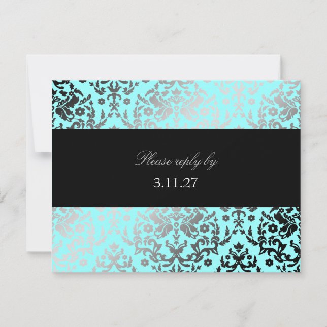 311-Dazzling Damask Turquoise RSVP Card (Front)