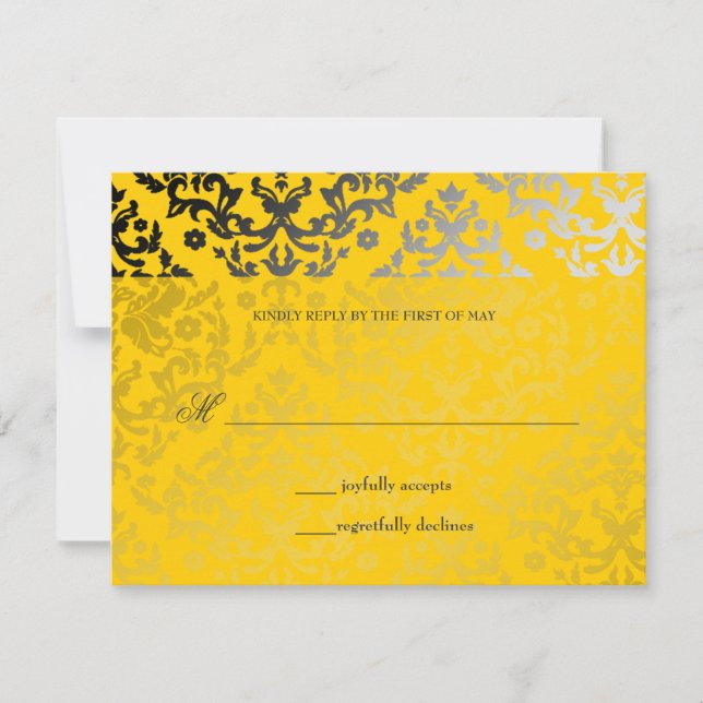 311-Dazzling Damask Yellow Jacket RSVP card (Front)
