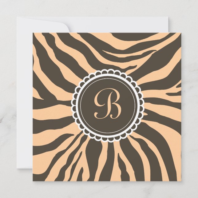 311- Delectably Cute - Peach Brown Zebra Invitation (Front)
