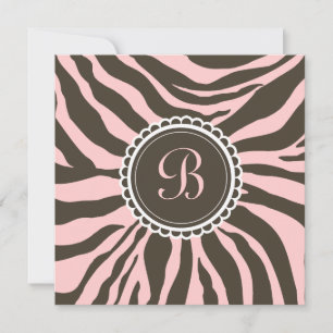311- Delectably Sweet - Brown n' Pink Zebra Invitation