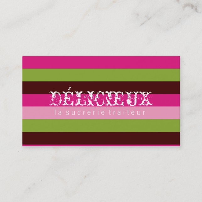 311-Delicieux Candy Stripes Business Card (Front)