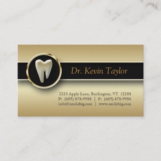 311 Dental Molar Business Card Gold Metallic (Front)
