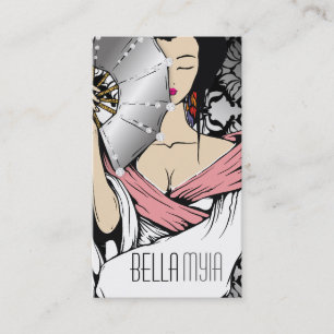 311-Diamond Geisha Damask Shimmer Black Business Card