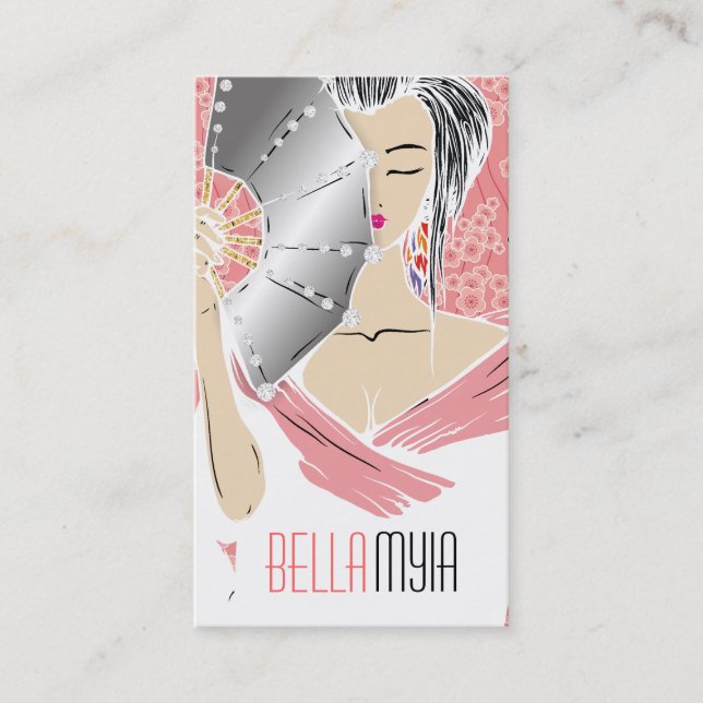 311-Diamond Geisha | Peach Business Card (Front)