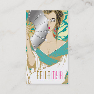 311-Diamond Geisha Turquoise Gold Business Card
