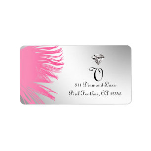 311-Diamond Luxe Pink Feathers Silver Backgrou Label
