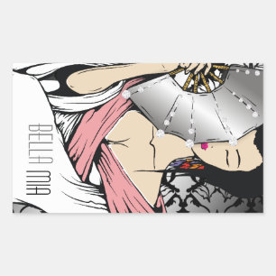 311 Diamonds Geisha Black Damask Rectangular Sticker