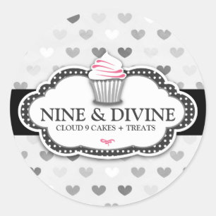 311 Divine Grey Hearts Cupcake Sticker