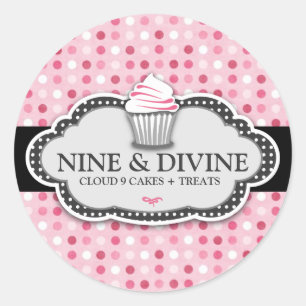 311 Divine Pink Polka Dot Cupcakes Classic Round Sticker