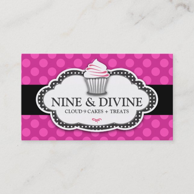 311 Divine Pink Polka Dots Business Card (Front)