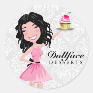 311 Dollface Desserts Kohlie Damask Classic Round Sticker