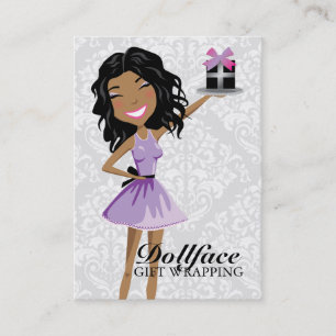 311 Dollface Gifts Ebonie Damask 3.5 x 2 Business Card