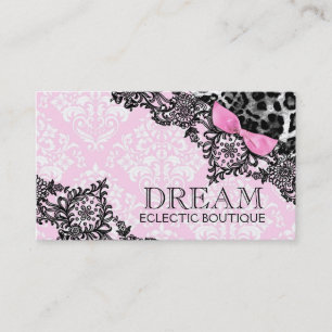 311 Dream in Leopard & Lace Girly Pink Business Card