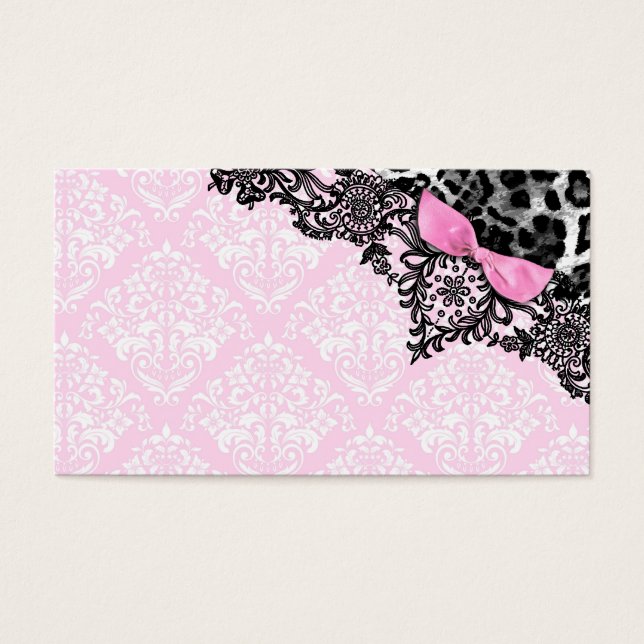 311 Dream in Leopard & Lace Girly Pink Name Card (Front)