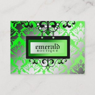 311 Emerald Boutique Sign Damask Shimmer Business Card