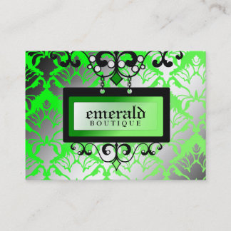 311 Emerald Boutique Sign Damask Shimmer Business Card