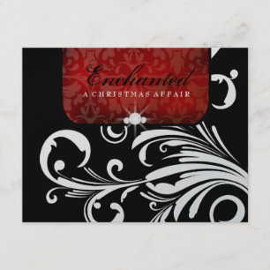 311-Enchanted Red Swanky Swirls RSVP card Metallic