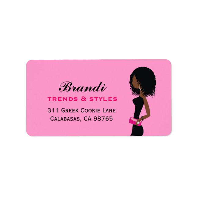 311 Fashionista African American Curly Hair Labels (Front)