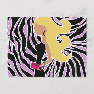 311-Fashionista Purple Zebra Blonde Postcard