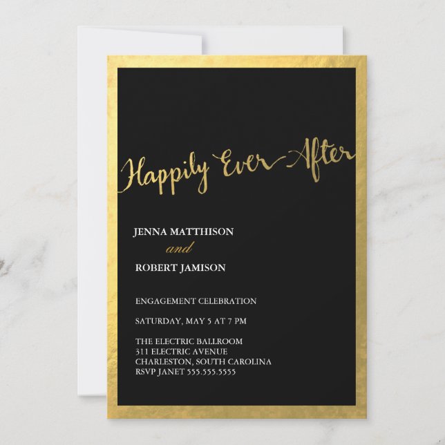 311 Faux Gold Foil Happily Ever After Invitation (Front)