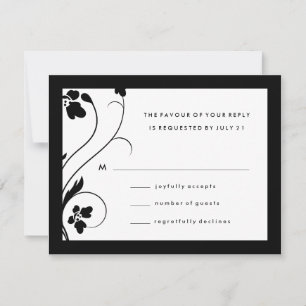 311-Floral High-Rise RSVP Black & White Card