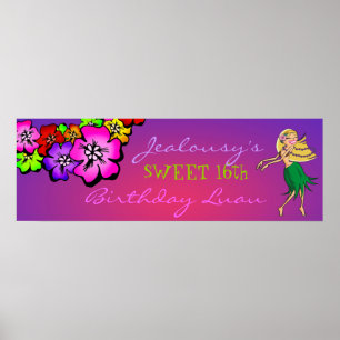 311-Flower Shower Birthday Banner Sunset Poster