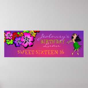 311-Flower Shower Birthday Banner   Sunset Poster