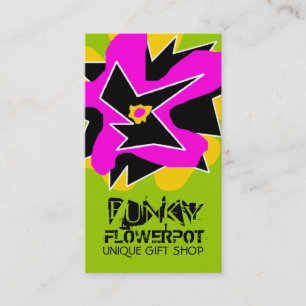 311-FUNKY FLOWER GREEN BUSINESS CARD