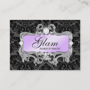 311 Glam Crazy Lilac Black Damask Business Card