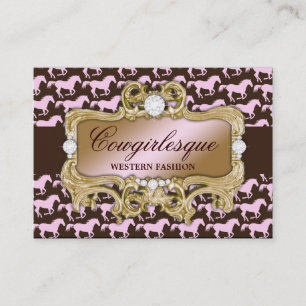 311 Glamourous Cowgirl Pink Horse Print Business Card