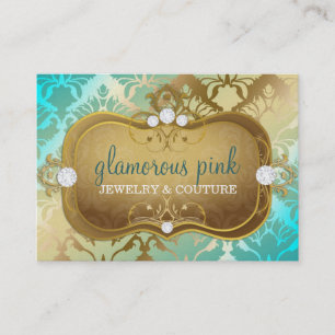 311 Glamourous Golden Ocean Damask Business Card