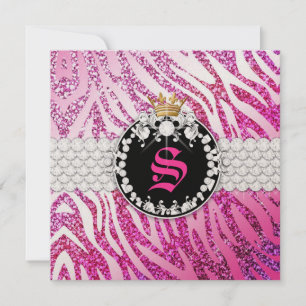 311 Glitter Queen Zebra Metallic (Any Age) Invitation