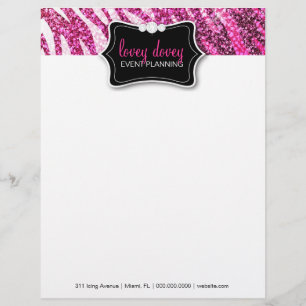 311 Glitter Zebra Pink Customised Letterhead