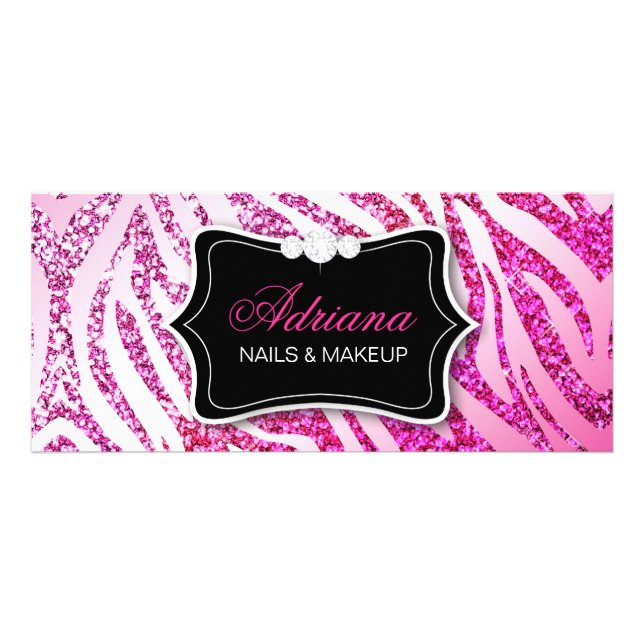 311 Glitter Zebra Pink Rack Card (Front)