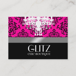 311 Glitz Boutique Black Damask Hot Pink Business Card