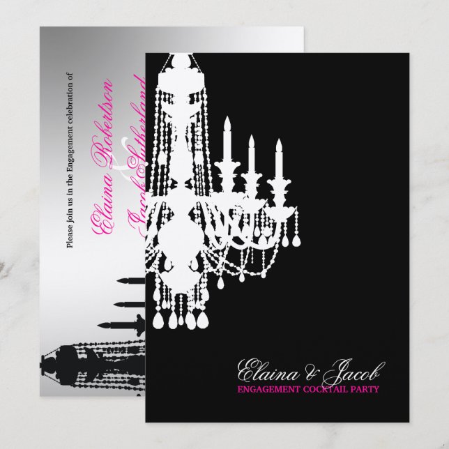 311-Glitz Chandelier - Invitation Metallic Silver (Front/Back)