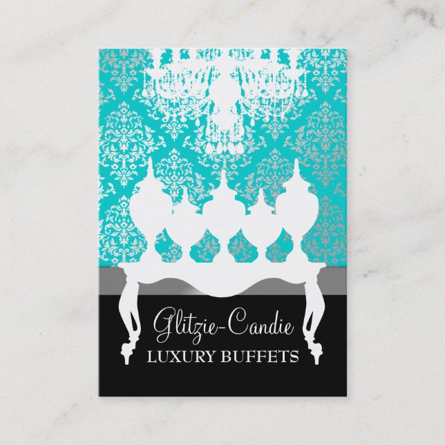 311 Glitzie Candie Turquoise & Black Business Card (Front)