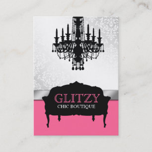 311-Glitzy Chic Boutique - Rose Pink Vertical Business Card