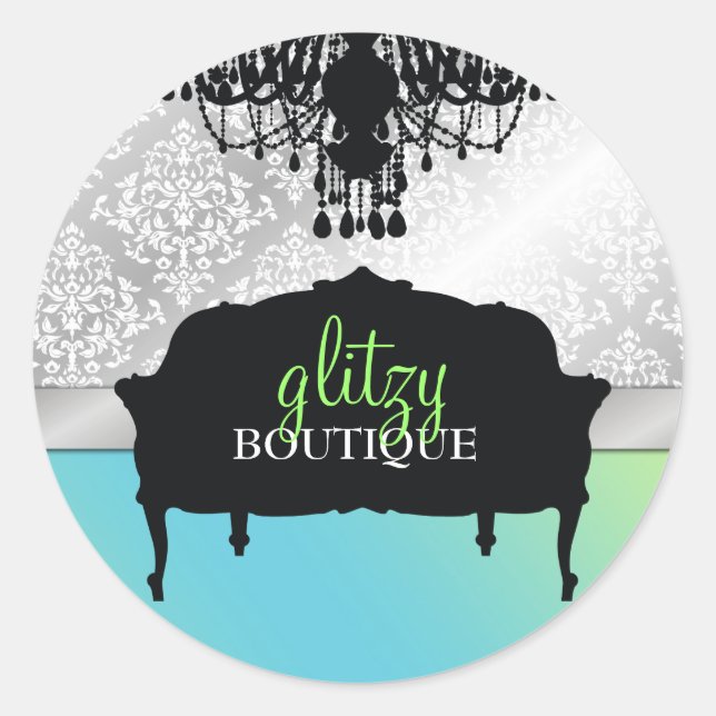 311 Glitzy Chic Boutique - Turquoise Lime Classic Round Sticker (Front)